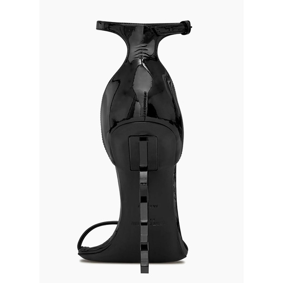 Saint Laurent Opyum 110 Black Patent Leather YSL Logo Sandal Heel Pump 36.5 - Picture 11 of 14